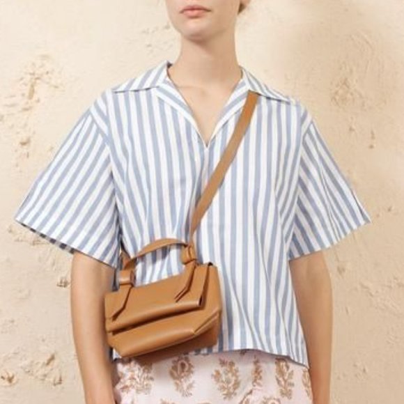 Smooth Leather Knotted Small Shoulder Bag Brown Tan - Picture 2 of 9